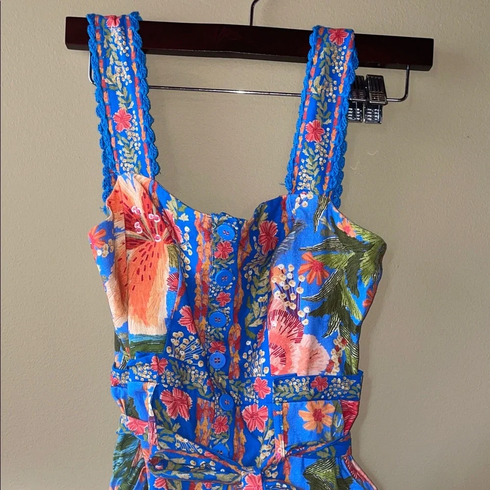 Floral Blue Sleeveless Romper - Picture 6 of 8